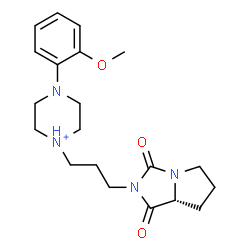 ChemSpider 2D Image | 1-{3-[(7aR)-1,3-Dioxotetrahydro-1H-pyrrolo[1,2-c]imidazol-2(3H)-yl]propyl}-4-(2-methoxyphenyl)piperazin-1-ium | C20H29N4O3