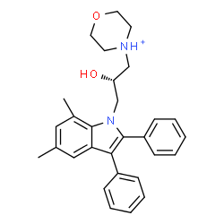 ChemSpider 2D Image | 4-[(2S)-3-(5,7-Dimethyl-2,3-diphenyl-1H-indol-1-yl)-2-hydroxypropyl]morpholin-4-ium | C29H33N2O2