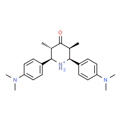 ChemSpider 2D Image | (2R,3S,5S,6S)-2,6-Bis[4-(dimethylamino)phenyl]-3,5-dimethyl-4-oxopiperidinium | C23H32N3O