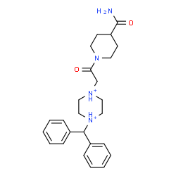 ChemSpider 2D Image | 1-[2-(4-Carbamoyl-1-piperidinyl)-2-oxoethyl]-4-(diphenylmethyl)piperazinediium | C25H34N4O2
