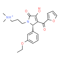 ChemSpider 2D Image | 3-[(2S)-2-(3-Ethoxyphenyl)-3-(2-furoyl)-4-hydroxy-5-oxo-2,5-dihydro-1H-pyrrol-1-yl]-N,N-dimethyl-1-propanaminium | C22H27N2O5