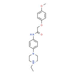 ChemSpider 2D Image | 1-Ethyl-4-(4-{[(4-methoxyphenoxy)acetyl]amino}phenyl)piperazin-1-ium | C21H28N3O3