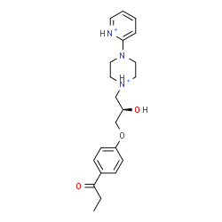 ChemSpider 2D Image | 1-[(2R)-2-Hydroxy-3-(4-propionylphenoxy)propyl]-4-(2-pyridiniumyl)piperazin-1-ium | C21H29N3O3
