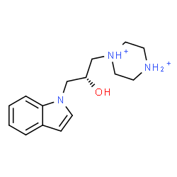 ChemSpider 2D Image | 1-[(2R)-2-Hydroxy-3-(1H-indol-1-yl)propyl]piperazinediium | C15H23N3O
