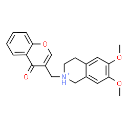 ChemSpider 2D Image | 6,7-Dimethoxy-2-[(4-oxo-4H-chromen-3-yl)methyl]-1,2,3,4-tetrahydroisoquinolinium | C21H22NO4