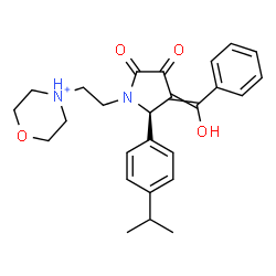 ChemSpider 2D Image | 4-{2-[(2R)-3-[Hydroxy(phenyl)methylene]-2-(4-isopropylphenyl)-4,5-dioxo-1-pyrrolidinyl]ethyl}morpholin-4-ium | C26H31N2O4