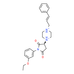ChemSpider 2D Image | 1-[(3S)-1-(3-Ethoxyphenyl)-2,5-dioxo-3-pyrrolidinyl]-4-[(2E)-3-phenyl-2-propen-1-yl]piperazinediium | C25H31N3O3