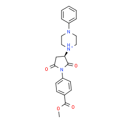ChemSpider 2D Image | 1-{(3R)-1-[4-(Methoxycarbonyl)phenyl]-2,5-dioxo-3-pyrrolidinyl}-4-phenylpiperazin-1-ium | C22H24N3O4