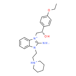 ChemSpider 2D Image | 2-Amino-3-[(2S)-2-(4-ethoxyphenyl)-2-hydroxyethyl]-1-[2-(1-piperidiniumyl)ethyl]-1H-3,1-benzimidazol-3-ium | C24H34N4O2