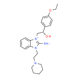 ChemSpider 2D Image | 2-Amino-3-[(2S)-2-(4-ethoxyphenyl)-2-hydroxyethyl]-1-[2-(1-piperidinyl)ethyl]-1H-3,1-benzimidazol-3-ium | C24H33N4O2