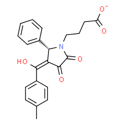 ChemSpider 2D Image | 4-{(2S,3E)-3-[Hydroxy(4-methylphenyl)methylene]-4,5-dioxo-2-phenyl-1-pyrrolidinyl}butanoate | C22H20NO5
