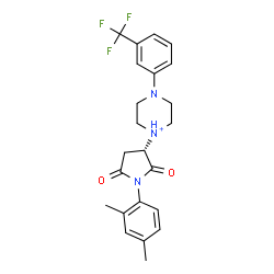 ChemSpider 2D Image | 1-[(3S)-1-(2,4-Dimethylphenyl)-2,5-dioxo-3-pyrrolidinyl]-4-[3-(trifluoromethyl)phenyl]piperazin-1-ium | C23H25F3N3O2