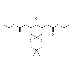 ChemSpider 2D Image | Diethyl 2,2'-(3,3-dimethyl-9-oxo-1,5-dioxaspiro[5.5]undecane-8,10-diyl)diacetate | C19H30O7
