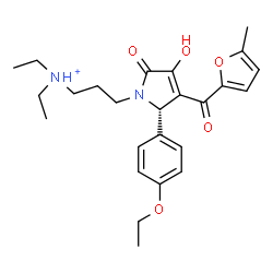 ChemSpider 2D Image | 3-[(2S)-2-(4-Ethoxyphenyl)-4-hydroxy-3-(5-methyl-2-furoyl)-5-oxo-2,5-dihydro-1H-pyrrol-1-yl]-N,N-diethyl-1-propanaminium | C25H33N2O5