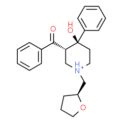 ChemSpider 2D Image | (3S,4S)-3-Benzoyl-4-hydroxy-4-phenyl-1-[(2S)-tetrahydro-2-furanylmethyl]piperidinium | C23H28NO3