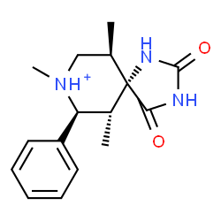 ChemSpider 2D Image | (5S,6R,7S,10R)-6,8,10-Trimethyl-2,4-dioxo-7-phenyl-1,3-diaza-8-azoniaspiro[4.5]decane | C16H22N3O2