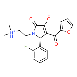 ChemSpider 2D Image | 2-[(2R)-2-(2-Fluorophenyl)-3-(2-furoyl)-4-hydroxy-5-oxo-2,5-dihydro-1H-pyrrol-1-yl]-N,N-dimethylethanaminium | C19H20FN2O4