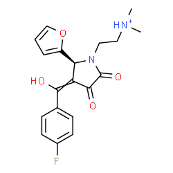 ChemSpider 2D Image | 2-[(2S)-3-[(4-Fluorophenyl)(hydroxy)methylene]-2-(2-furyl)-4,5-dioxo-1-pyrrolidinyl]-N,N-dimethylethanaminium | C19H20FN2O4