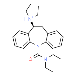 ChemSpider 2D Image | (10S)-5-(Diethylcarbamoyl)-N,N-diethyl-10,11-dihydro-5H-dibenzo[b,f]azepin-10-aminium | C23H32N3O