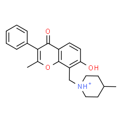 ChemSpider 2D Image | 1-[(7-Hydroxy-2-methyl-4-oxo-3-phenyl-4H-chromen-8-yl)methyl]-4-methylpiperidinium | C23H26NO3