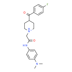 ChemSpider 2D Image | 1-(2-{[4-(Dimethylamino)phenyl]amino}-2-oxoethyl)-4-(4-fluorobenzoyl)piperidinium | C22H27FN3O2