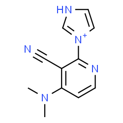 ChemSpider 2D Image | 3-[3-Cyano-4-(dimethylamino)-2-pyridinyl]-1H-imidazol-3-ium | C11H12N5