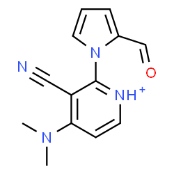 ChemSpider 2D Image | 3-Cyano-4-(dimethylamino)-2-(2-formyl-1H-pyrrol-1-yl)pyridinium | C13H13N4O