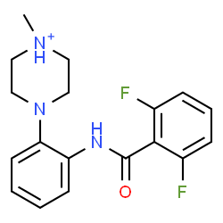 ChemSpider 2D Image | 4-{2-[(2,6-Difluorobenzoyl)amino]phenyl}-1-methylpiperazin-1-ium | C18H20F2N3O