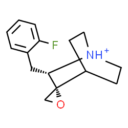 ChemSpider 2D Image | (2S,3S)-3-(2-Fluorobenzyl)spiro[4-azoniabicyclo[2.2.2]octane-2,2'-oxirane] | C15H19FNO
