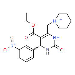 ChemSpider 2D Image | 1-{[(6R)-5-(Ethoxycarbonyl)-6-(3-nitrophenyl)-2-oxo-1,2,3,6-tetrahydro-4-pyrimidinyl]methyl}piperidinium | C19H25N4O5