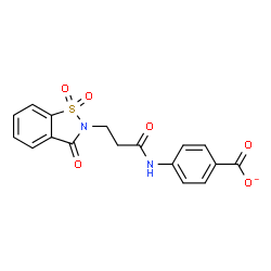 ChemSpider 2D Image | 4-{[3-(1,1-Dioxido-3-oxo-1,2-benzothiazol-2(3H)-yl)propanoyl]amino}benzoate | C17H13N2O6S
