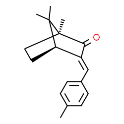 ChemSpider 2D Image | (1S,3E,4S)-1,7,7-Trimethyl-3-(4-methylbenzylidene)bicyclo[2.2.1]heptan-2-one | C18H22O