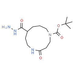 ChemSpider 2D Image | 2-Methyl-2-propanyl 8-(hydrazinocarbonyl)-4-oxo-1,5-diazacycloundecane-1-carboxylate | C15H28N4O4