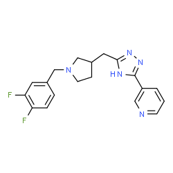 ChemSpider 2D Image | 3-(5-{[1-(3,4-Difluorobenzyl)-3-pyrrolidinyl]methyl}-4H-1,2,4-triazol-3-yl)pyridine | C19H19F2N5