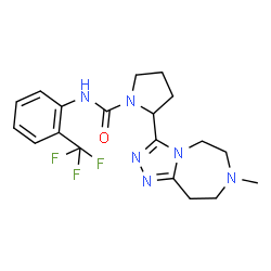 ChemSpider 2D Image | 2-(7-Methyl-6,7,8,9-tetrahydro-5H-[1,2,4]triazolo[4,3-d][1,4]diazepin-3-yl)-N-[2-(trifluoromethyl)phenyl]-1-pyrrolidinecarboxamide | C19H23F3N6O