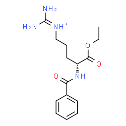 ChemSpider 2D Image | Diamino-N-[(4R)-4-(benzoylamino)-5-ethoxy-5-oxopentyl]methaniminium | C15H23N4O3