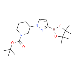 ChemSpider 2D Image | tert-butyl 3-[3-(4,4,5,5-tetramethyl-1,3,2-dioxaborolan-2-yl)-1H-pyrazol-1-yl]piperidine-1-carboxylate | C19H32BN3O4