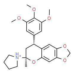 ChemSpider 2D Image | 1-[(6R,8R)-6-Methyl-8-(3,4,5-trimethoxyphenyl)-7,8-dihydro-6H-[1,3]dioxolo[4,5-g]chromen-6-yl]pyrrolidinium | C24H30NO6