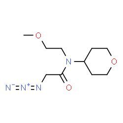 ChemSpider 2D Image | 2-Azido-N-(2-methoxyethyl)-N-(tetrahydro-2H-pyran-4-yl)acetamide | C10H18N4O3