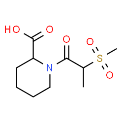 ChemSpider 2D Image | 1-[2-(Methylsulfonyl)propanoyl]-2-piperidinecarboxylic acid | C10H17NO5S