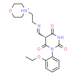 ChemSpider 2D Image | 4-{2-[(E)-{[(5R)-1-(2-Ethoxyphenyl)-2,4,6-trioxohexahydro-5-pyrimidinyl]methylene}amino]ethyl}morpholin-4-ium | C19H25N4O5