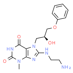 ChemSpider 2D Image | 8-[(2-Aminoethyl)amino]-7-[(2S)-2-hydroxy-3-phenoxypropyl]-3-methyl-3,7-dihydro-1H-purine-2,6-dione | C17H22N6O4