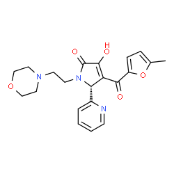 ChemSpider 2D Image | (5R)-3-Hydroxy-4-(5-methyl-2-furoyl)-1-[2-(4-morpholinyl)ethyl]-5-(2-pyridinyl)-1,5-dihydro-2H-pyrrol-2-one | C21H23N3O5
