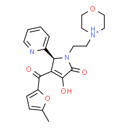 ChemSpider 2D Image | 4-{2-[(5S)-3-Hydroxy-4-(5-methyl-2-furoyl)-2-oxo-5-(2-pyridinyl)-2,5-dihydro-1H-pyrrol-1-yl]ethyl}morpholin-4-ium | C21H24N3O5