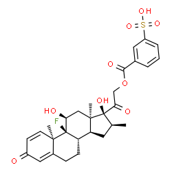 ChemSpider 2D Image | 3-({[(9beta,10alpha,11beta,13alpha,16beta,17alpha)-9-Fluoro-11,17-dihydroxy-16-methyl-3,20-dioxopregna-1,4-dien-21-yl]oxy}carbonyl)benzenesulfonic acid | C29H33FO9S