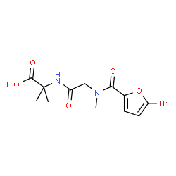 ChemSpider 2D Image | N-(5-Bromo-2-furoyl)-N-methylglycyl-2-methylalanine | C12H15BrN2O5