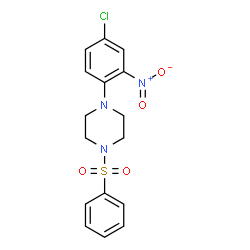 ChemSpider 2D Image | 1-(4-Chloro-2-nitrophenyl)-4-(phenylsulfonyl)piperazine | C16H16ClN3O4S