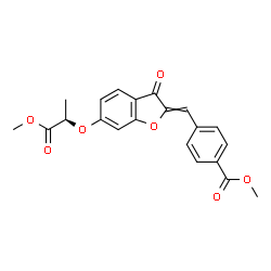 ChemSpider 2D Image | Methyl 4-{[6-{[(2R)-1-methoxy-1-oxo-2-propanyl]oxy}-3-oxo-1-benzofuran-2(3H)-ylidene]methyl}benzoate | C21H18O7