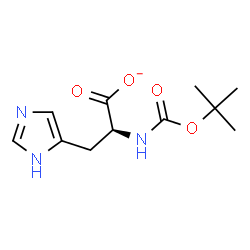 ChemSpider 2D Image | (2S)-3-(1H-Imidazol-5-yl)-2-({[(2-methyl-2-propanyl)oxy]carbonyl}amino)propanoate | C11H16N3O4