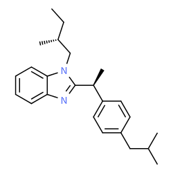 ChemSpider 2D Image | 2-[(1S)-1-(4-Isobutylphenyl)ethyl]-1-[(2R)-2-methylbutyl]-1H-benzimidazole | C24H32N2